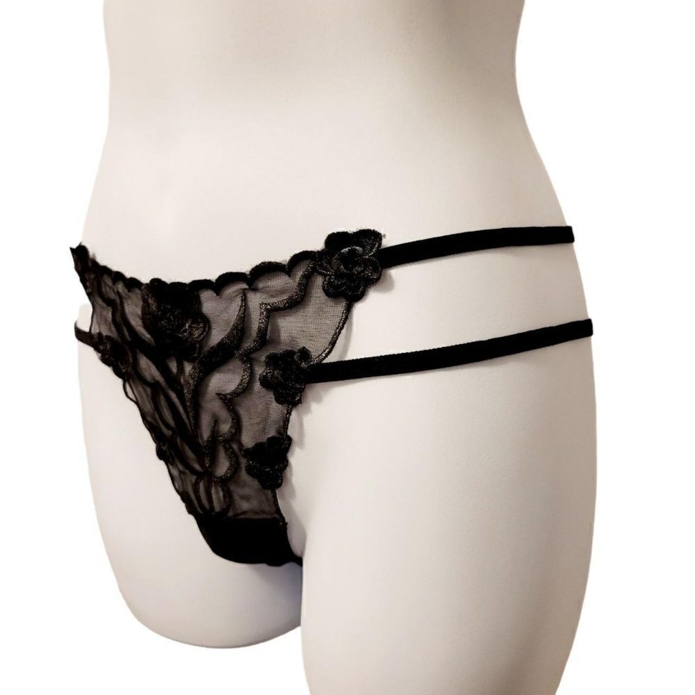 2/$20 Brand new black rose panties underwear T-backs